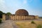 Sanchi Stupa, ancient buddhist hindu statue details, religion mystery, carved stone. Travel destination in Madhya Pradesh, India.