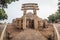 Sanchi Stupa, Madhya Pradesh, India. Ancient buddhist building, religion mystery, carved stone. Sunrise sky.