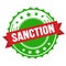 SANCTION text on red green ribbon stamp