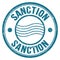 SANCTION text written on blue round postal stamp sign