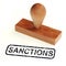 Sanctions Stamp Means Embargo Agreement Approval To Suspend Trade - 3d Illustration