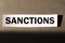 Sanctions word written on paper . the concept on the topic of sanctions in Russia