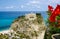 Sanctuary church Santa Maria dell Isola on top rock, Tropea, Italy