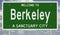 Sanctuary city road sign for Berkeley