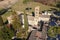 Sanctuary of Vescovio Lazio, Italy.  Church and bell tower in Sabina. Aerial view