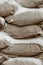 Sand bag hurricane and flood protection closeup background base