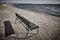 Sand beach with bench in Finland. Yyteri area. Horizontal