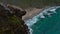 Sand beach Kvalvika with turquoise colored water and wild surf located on the coast of MoskenesÃ¸ya island, Lofoten.