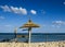 Sand beach with parasol umbrella