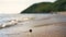 Sand beach with sea wave select focus shallow depth of field with summer atmosphere