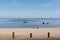 Sand beach in summer day in Lacanau Medoc village in France