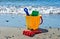 Sand bucket on the beach