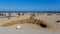 Sand-built dragon on the beach in Barcelona