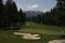 Sand bunkers on golf fairway