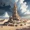 Sand castle in the middle of a desert Generate Ai