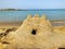 sand castle on the sea beach. Protaras. Ayia Napa. Cyprus.