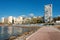 Sand coastline of Marbella town at Costa del Sol, Andalusia, Spain