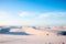 Sand dunes with blue and green lagoons in Lencois, Brazil