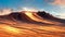 Sand dunes desert at sunset, poetic scenery background