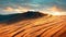 Sand dunes desert at sunset, poetic scenery background