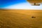 Sand dunes of Namib desert from aircraft on Skeleton coast in Namibia.