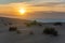 Sand dunes in the National Park of Dunas de Corralejo g a beautiful sunrise