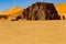 Sand dunes and rock towers of Tin Merzouga.   Tadrart mountains, Tassili n`Ajjer National Park, Algeria, Afrika