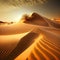 Sand dunes in the Sahara desert. Morocco. Africa. Sunset.