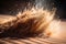 sand explosion in extreme close-up, with individual particles visible