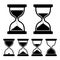 Sand Glass Clock Icons Set. Vector