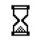 Sand Glass Pixel Clock Icon . Vector illustration. Old school vintage retro 80s, 90s 2d computer, video games, slot