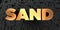Sand - Gold text on black background - 3D rendered royalty free stock picture