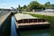 Sand and gravel barge in locks