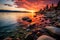 Sand Harbor beach at sunset, Lake Tahoe