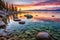 Sand Harbor beach at sunset, Lake Tahoe