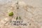 Sand man with Marry Christmas sign on the beach