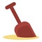 Sand plastic shovel icon, flat style