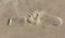 Sand reveals two foots from mother and baby.