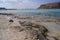 Sand, rocks and turquoise water in Balos Beach.  Kissamos, Crete Greece