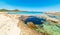 Sand, rocks and turquoise water in Scoglio di Peppino beach