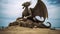 Sand sculpture of a dragon