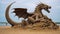 Sand sculpture of a dragon