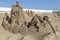 The sand sculpture exhibition held in Antalya Lara Beach.