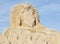 Sand sculpture of greek god poseidon