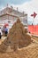 Sand sculpture Jesus at festival White Nights