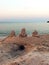 Sand shapes at sea. Evening at Black Sea.
