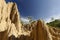 The sand stone or paddy soil with blue sky