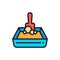 Sand tray and shovel flat color icon.
