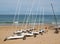 Sand yachts on the beach in Saint Malo. Brittany, France