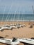 Sand yachts on the beach in Saint Malo. Brittany, France